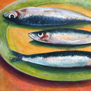 Grumpy Sardines Painting